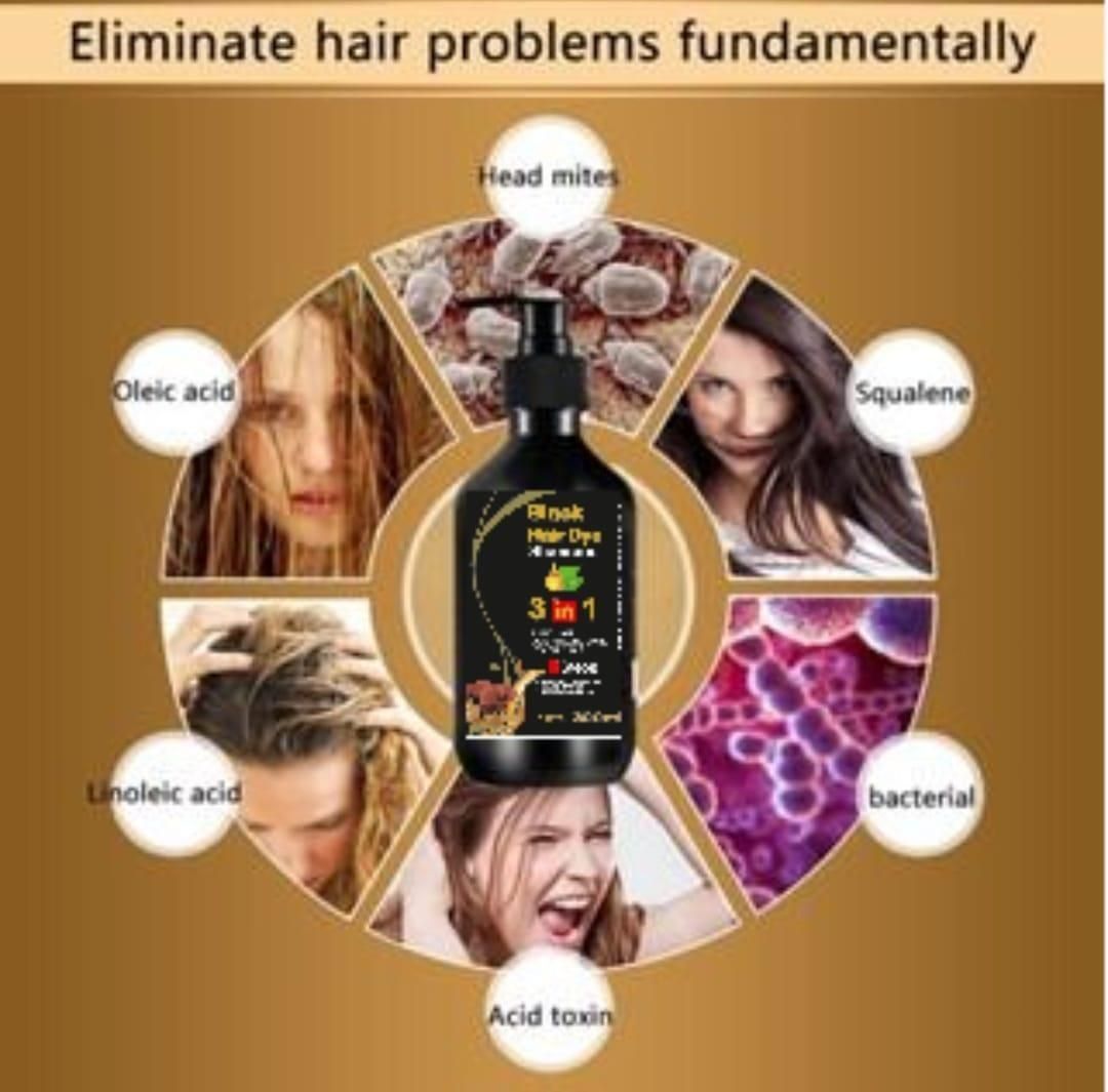 3-IN-1 BLACK HAIR DYE SHAMPOO (AYURVEDIC NO SIDE EFFECT)