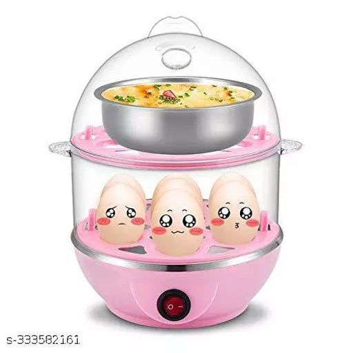 Double Layer Egg Boiler Electric Automatic Off 14 Egg Poacher for Steaming, Cooking, Boiling and Frying, (Multi Color, 350 Watts)