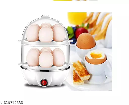 Double Layer Egg Boiler Electric Automatic Off 14 Egg Poacher for Steaming, Cooking, Boiling and Frying, (Multi Color, 350 Watts)