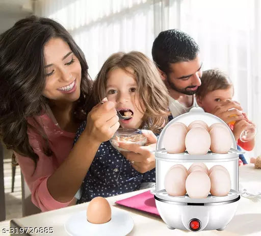 Double Layer Egg Boiler Electric Automatic Off 14 Egg Poacher for Steaming, Cooking, Boiling and Frying, (Multi Color, 350 Watts)
