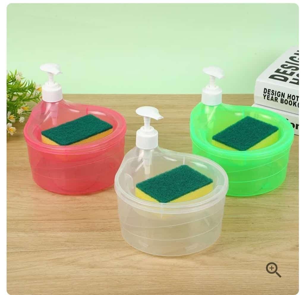 Introducing the Ultimate Sink Sidekick: Double Layer 2 in 1 Liquid Soap Dispenser with Pump and Sponge!