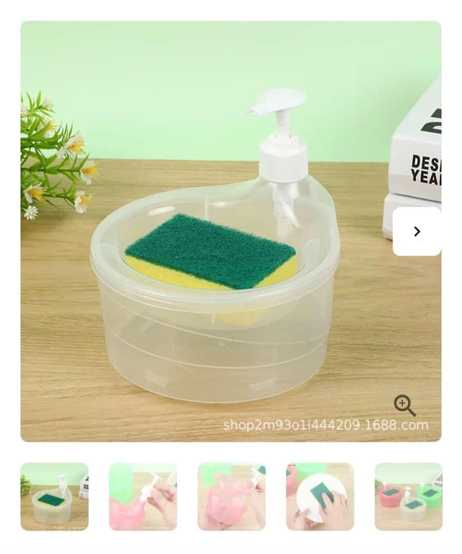 Introducing the Ultimate Sink Sidekick: Double Layer 2 in 1 Liquid Soap Dispenser with Pump and Sponge!