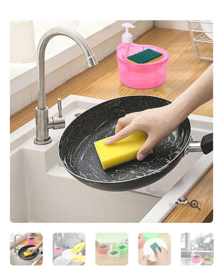Introducing the Ultimate Sink Sidekick: Double Layer 2 in 1 Liquid Soap Dispenser with Pump and Sponge!