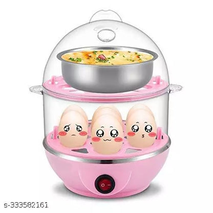 Double Layer Egg Boiler Electric Automatic Off 14 Egg Poacher for Steaming, Cooking, Boiling and Frying, (Multi Color, 350 Watts)